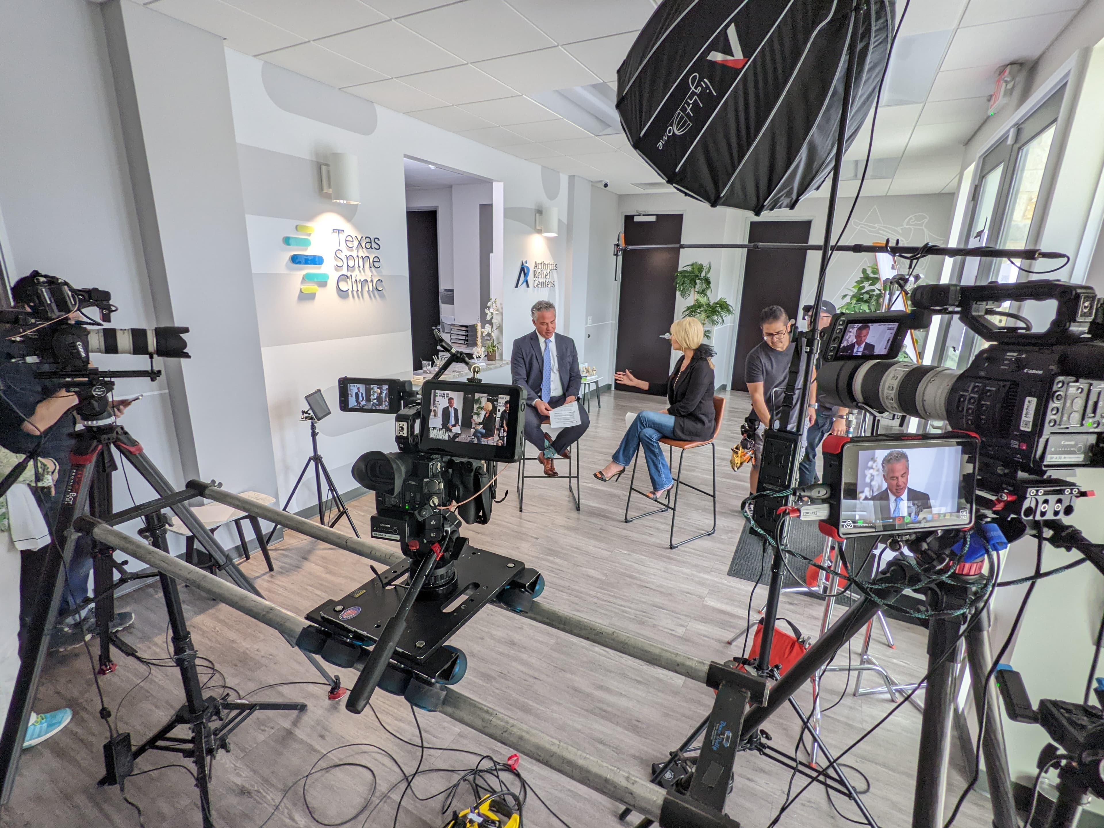 Multi-camera corporate interview production for a Texas organization