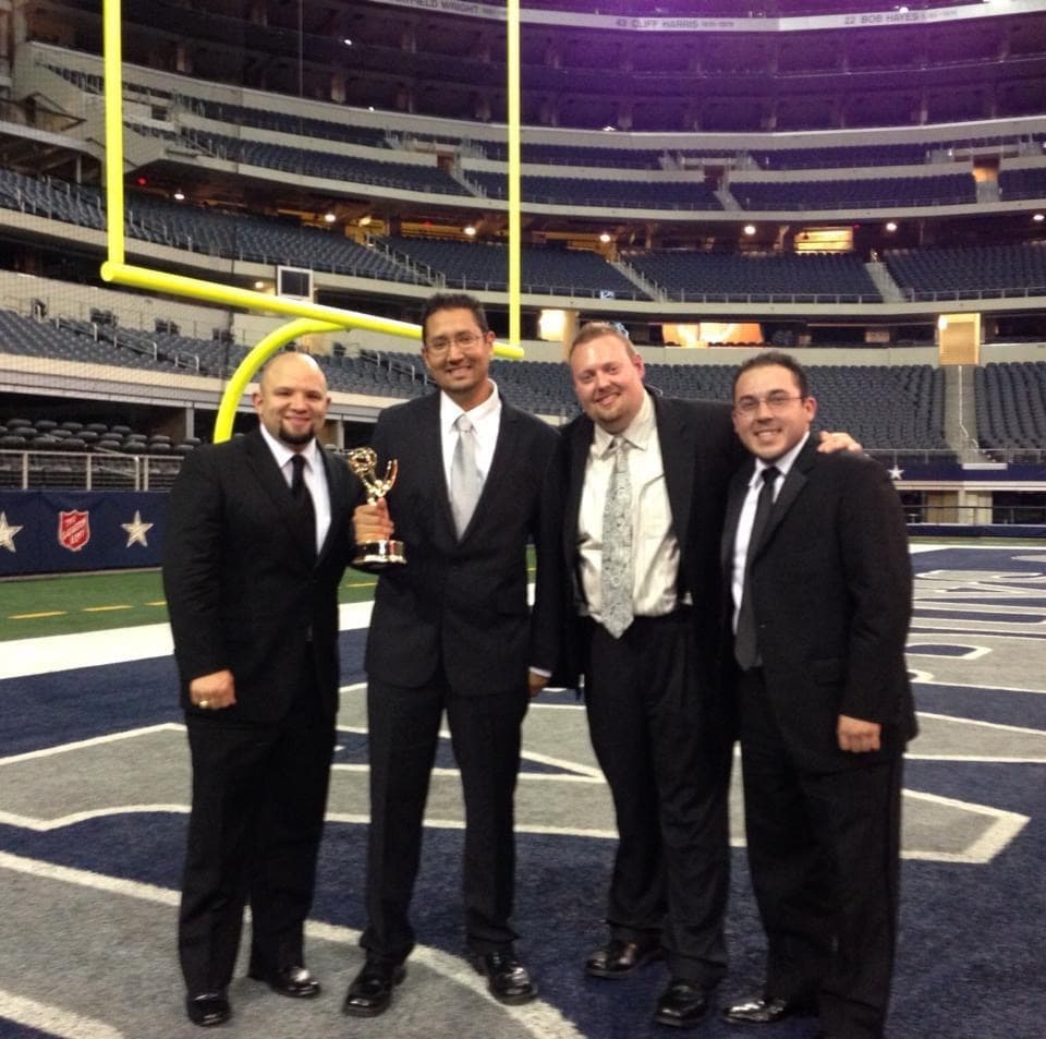 Media Bar Productions team holding a Lone Star Emmy Award